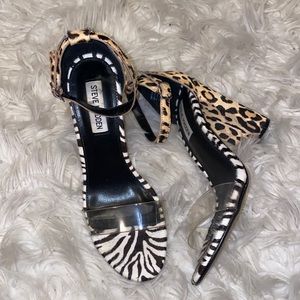 EUC Steve Madden Carrson Clear Strap Animal Print